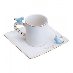 Jogo 6 Xicaras 80ml Porcelana Para Café Birds